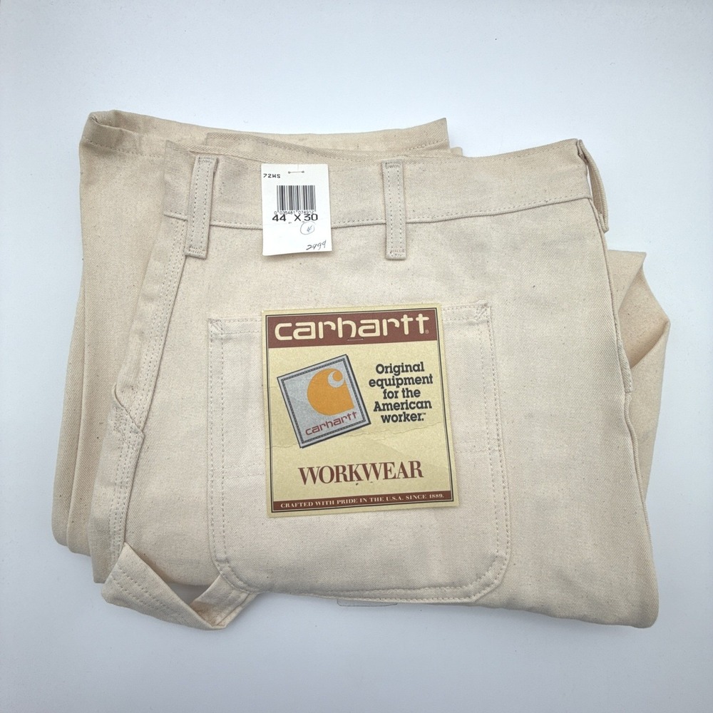 Carhartt Canvas Carpenter Painters Pants Mens 44x30 Natural White 72WS NWOT